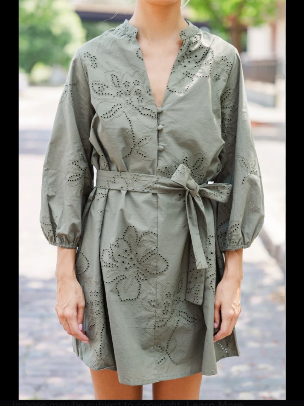Zara Olive Green Eyelet Tie-Waist Mini Dress ⭐️Almost new⭐️